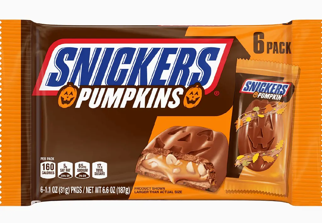 Шоколадні батончики Snickers Pumpkins Shaped Chocolate Candy Bar 6шт x 31г