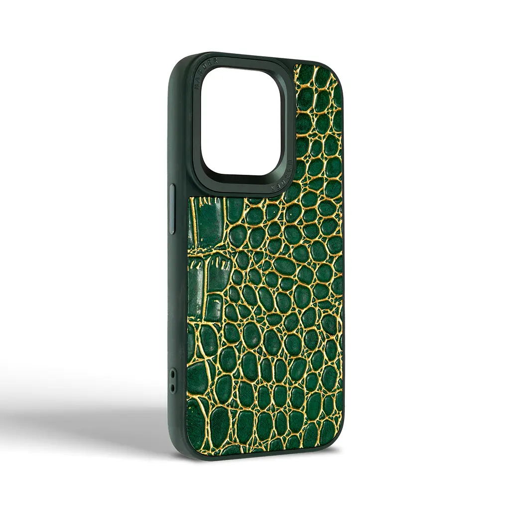 Кожаный чехол для Apple iPhone 14 Pro, Harder Crocosaur, зеленый, термополіуретан ТПУ + экокожа с текстурой крокодила, панель, защита корпуса, противоударный, микрофибра, рамка вокру камеры, защита всего корпуса, (ARM76720) - фото 2