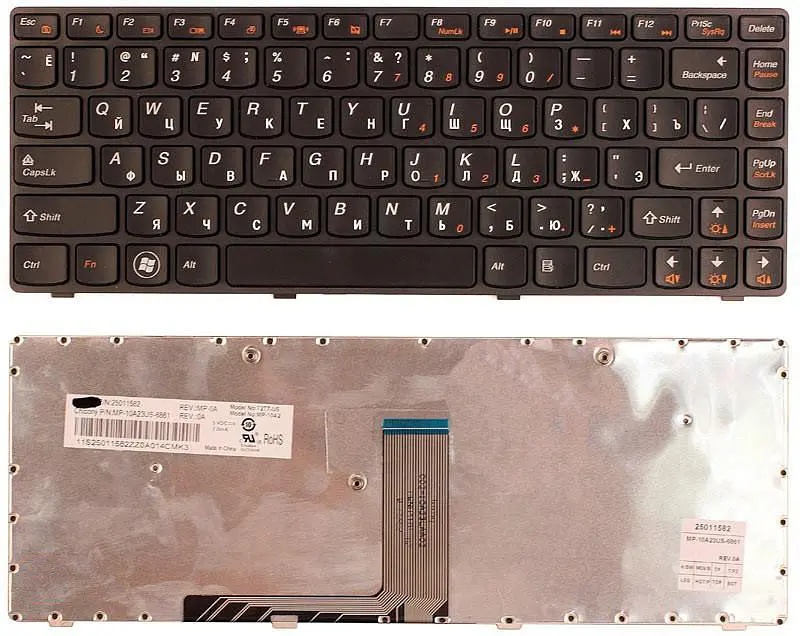 Клавіатура для ноутбука Lenovo IdeaPad (B470, V470) Чорна, (Чорна рамка) - фото 3
