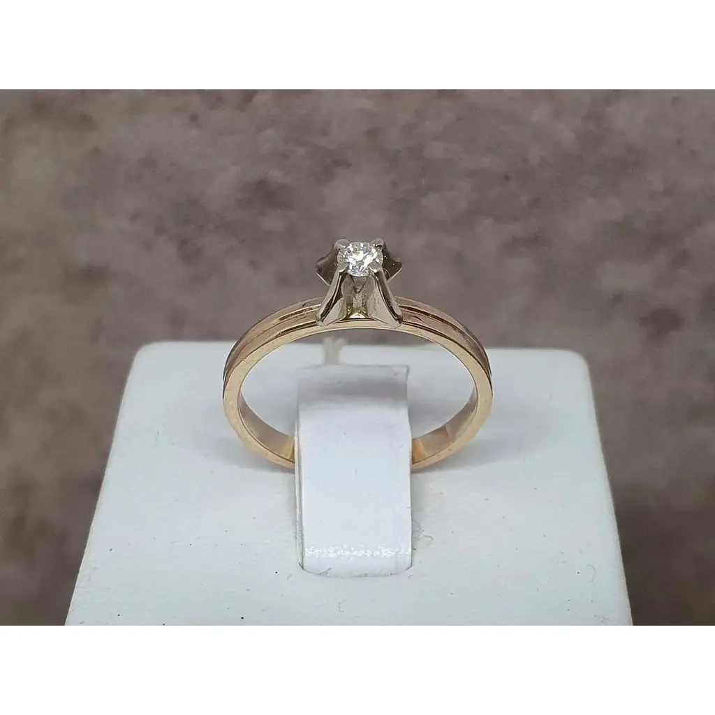 Золоте кільце ЮЗ "Багет" з діамантами. 4В420103236/27 16,5 - фото 4