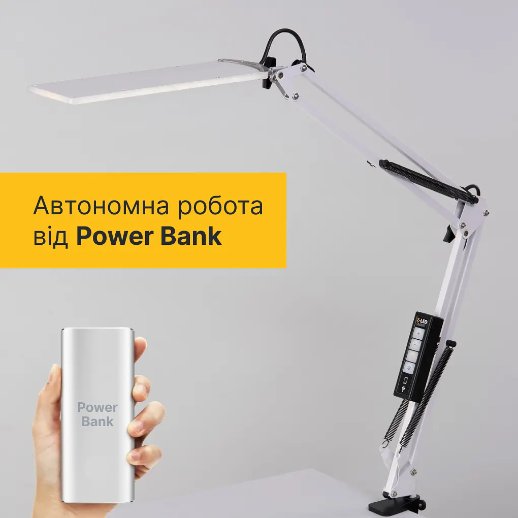 Настільна світлодіодна LED лампа із сенсорним керуванням X-LED 10Вт Біла з функцією роботи від Power Bank - фото 2