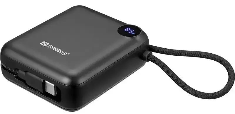 Портативний акумулятор Sandberg 10000mAh 20W PD QC3.0 USB-C In / Out PowerThru with built-in 2xUSB-C cables - фото 4