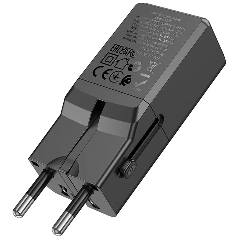 МЗП Hoco AC25 Mini PD30W (1USB-C) universal travel charger Black - фото 7