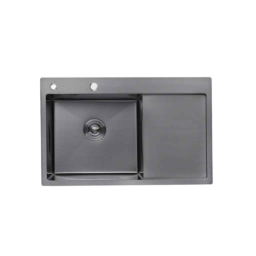 Кухонна мийка Kroner KRP Schwarze - 7849LHM PVD (3,0/1,0 мм) (CV025278)