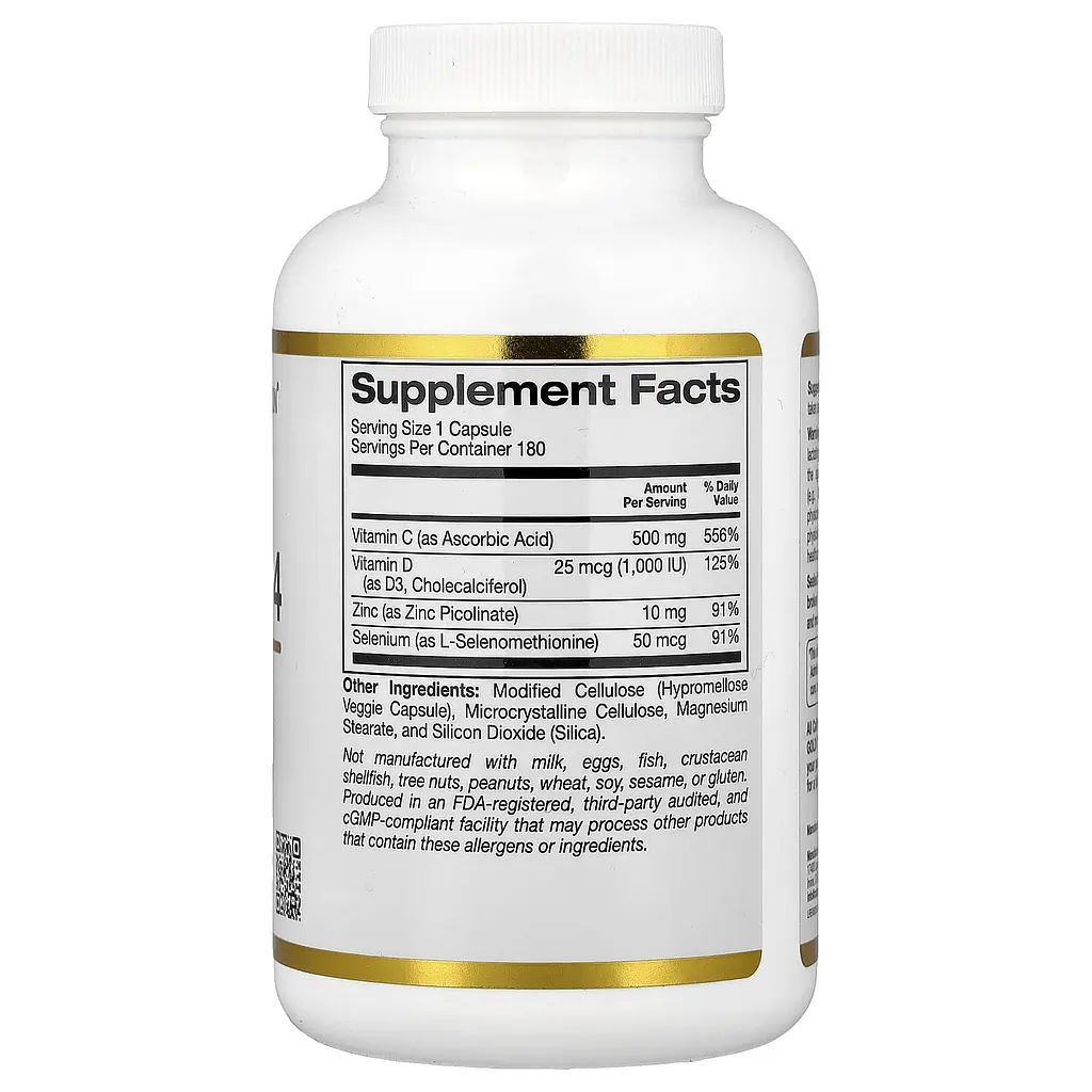 Зміцнення імунітету California Gold Nutrition Defender 4, 180 вегетаріанських капсул - фото 2
