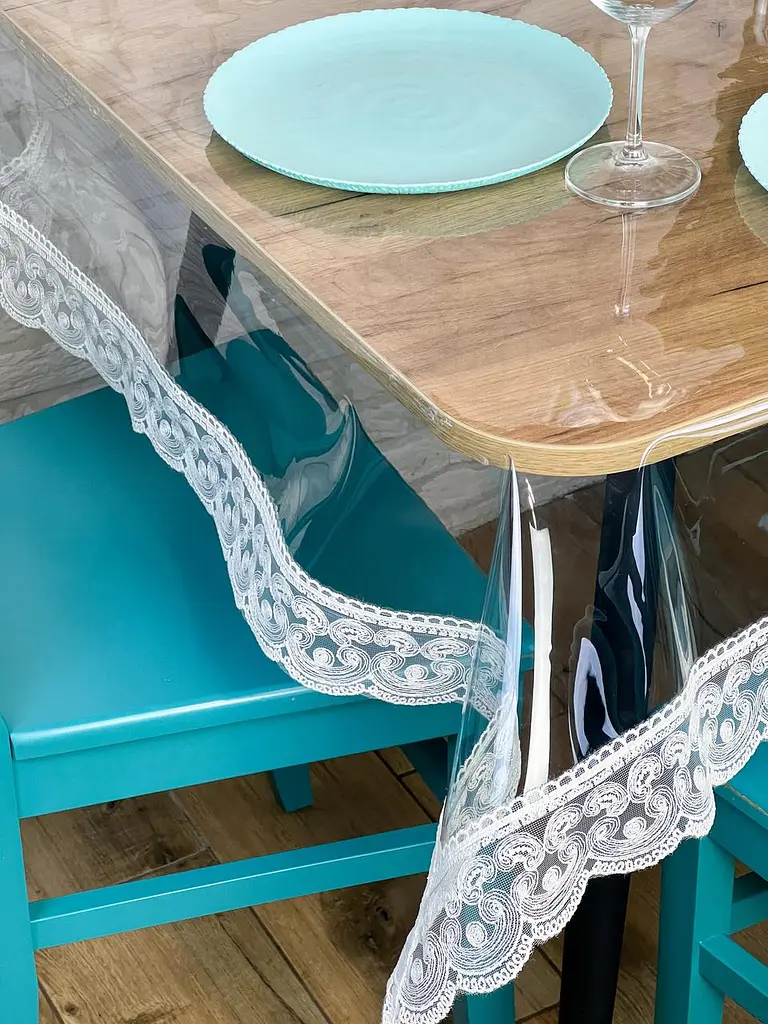 Силиконовая скатерть с кремовым кружевом Арка 7 см 250х130 см - фото 2