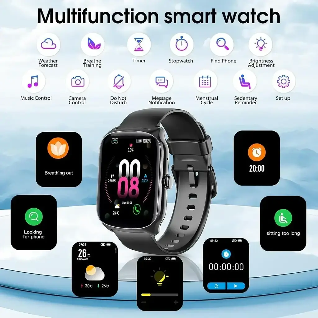 Cмарт годинник Qecnato S68, Smart Watch 1,95" з набором/відповіддю дзвінків, пульсометром/SPo2/монітором сну, IP68 - фото 3