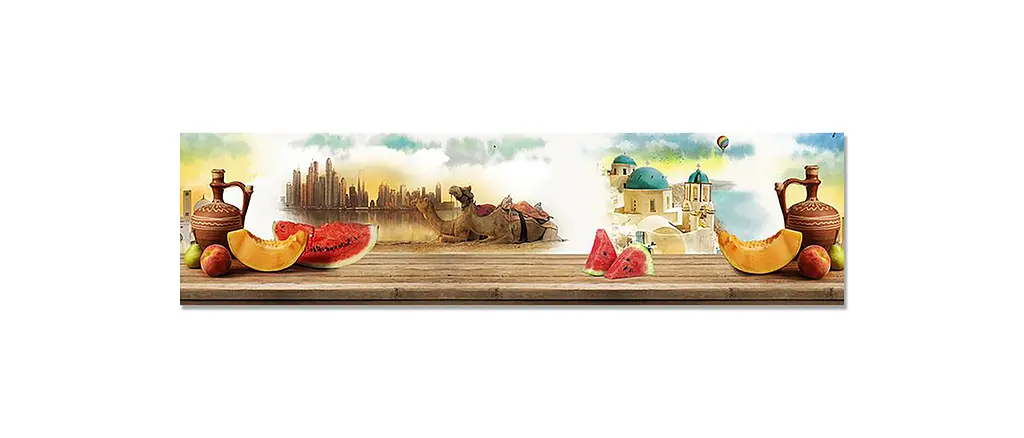 Вініловий кухонний фартух Східний Колорит наклейка для кухні ПВХ 3Д Архітектура Бежевий Happy Pocket Z181497 - фото 7