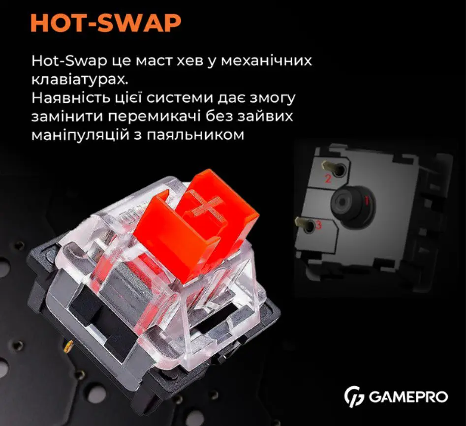 Механічна ігрова клавіатура GamePro GPMK-170 Outemu Red Switch Hot-Swap RGB Black - фото 5