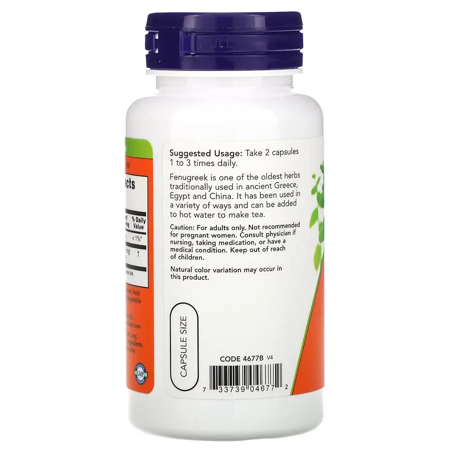Натуральна добавка NOW Fenugreek 500 mg, 100 капсул - фото 3