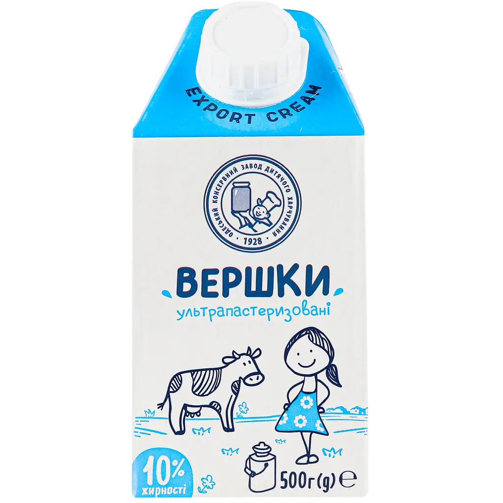 Упаковка вершків ОКЗДХ ультрапастеризовані 10% жиру 6 кг (500 г х 12 шт.) - фото 2