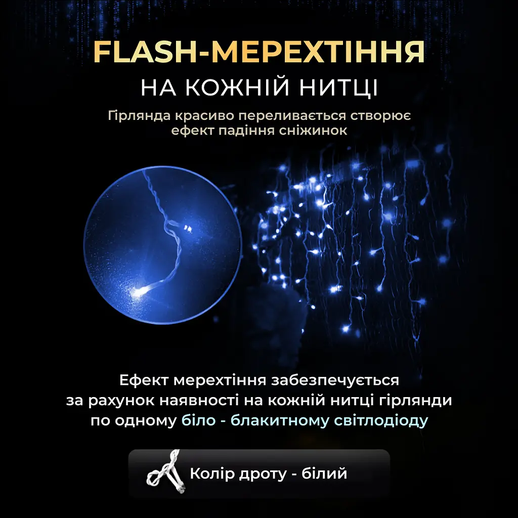 Гірлянда GarlandoPro Бахрома вулична 90 LED 3 м від мережі, синій (3МWBL) - фото 2