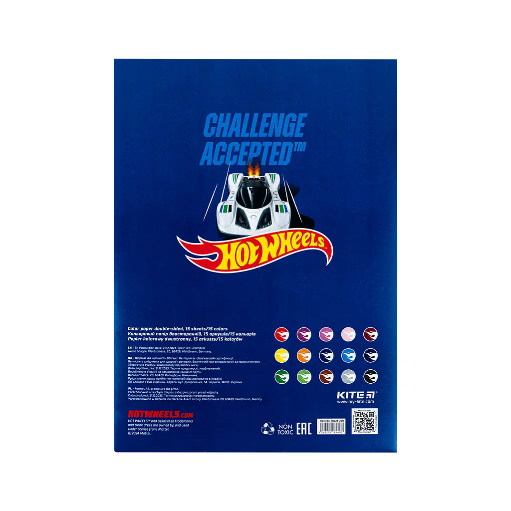 Кольоровий папір Kite А4 двосторонній Hot Wheels 15арк/15 кол (HW24-250) - фото 4