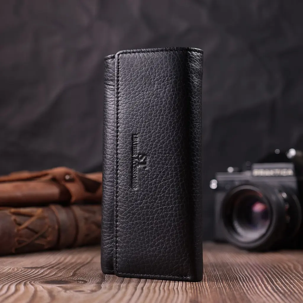 Велика ключниця з функцією гаманця з натуральної шкіри ST Leather 22492 чорна - фото 8