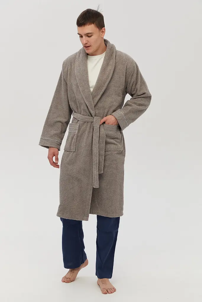 Халат махровый Lotus Home - Nella grey S/M - фото 5