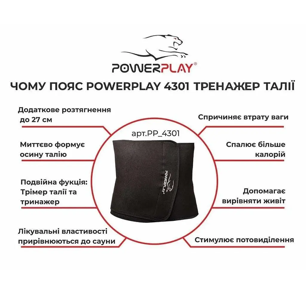 Пояс для схуднення (PP-4301) PowerPlay 100х30 см fit0007397 - фото 10