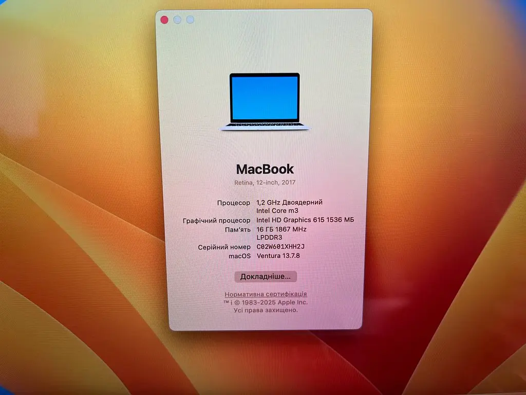 Б/в Ноутбук Apple MacBook 12 A1534 2017 m3-7Y32/16/256 (C02W601XHH2J) - фото 9