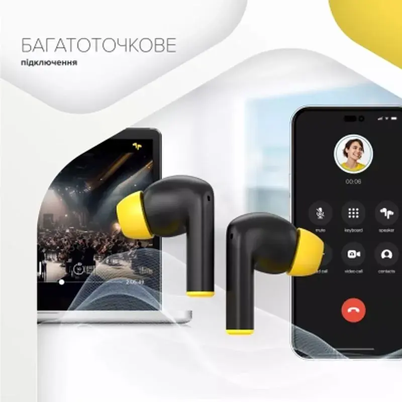 Навушники Canyon Hexagon 7 TWS ANC+ENC Wireless Charge Black/Yellow (CNS-TWS7BY) - фото 6