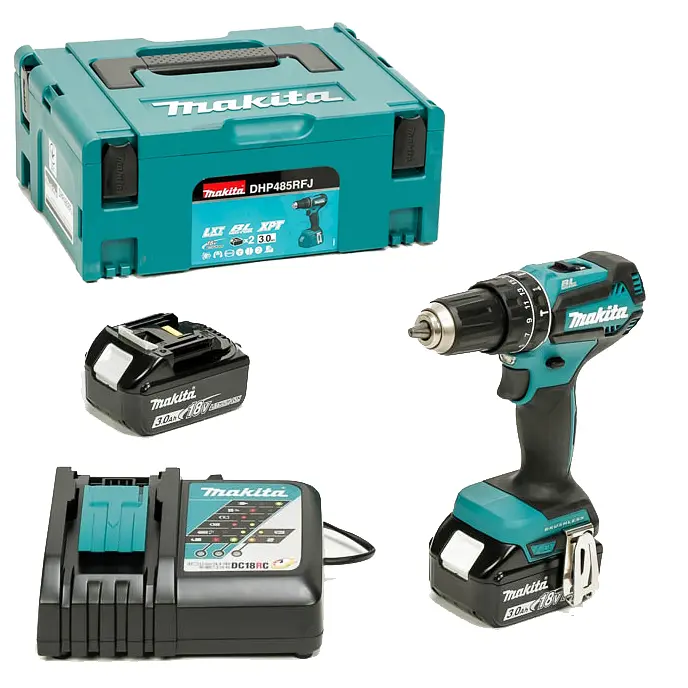 Шурупокрут з ударним режимом акумуляторний Makita DHP485RFJ (50 Нм, 1.5-13 мм, BL, LXT)