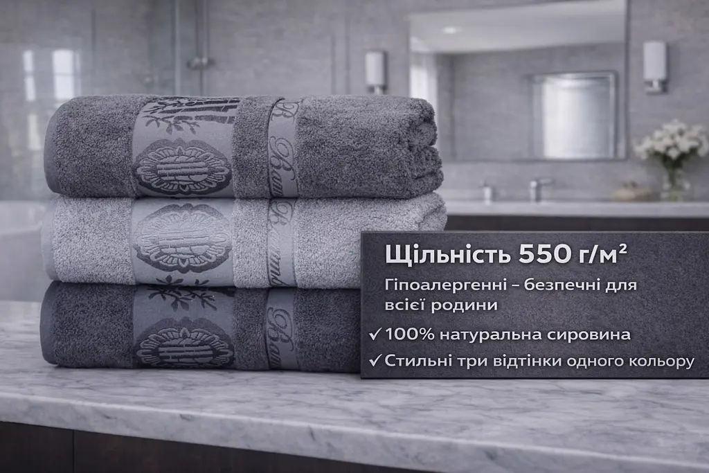 Набір турецьких бамбукових махрових рушників Zeron 3 штуки банні 70х140 Bamboo сірий - фото 3