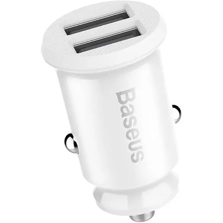 Автомобільний зарядний пристрій Baseus С8-K Grain Mini Smart Car Charger 3.1A 2хUSB White (651162372) - фото 3
