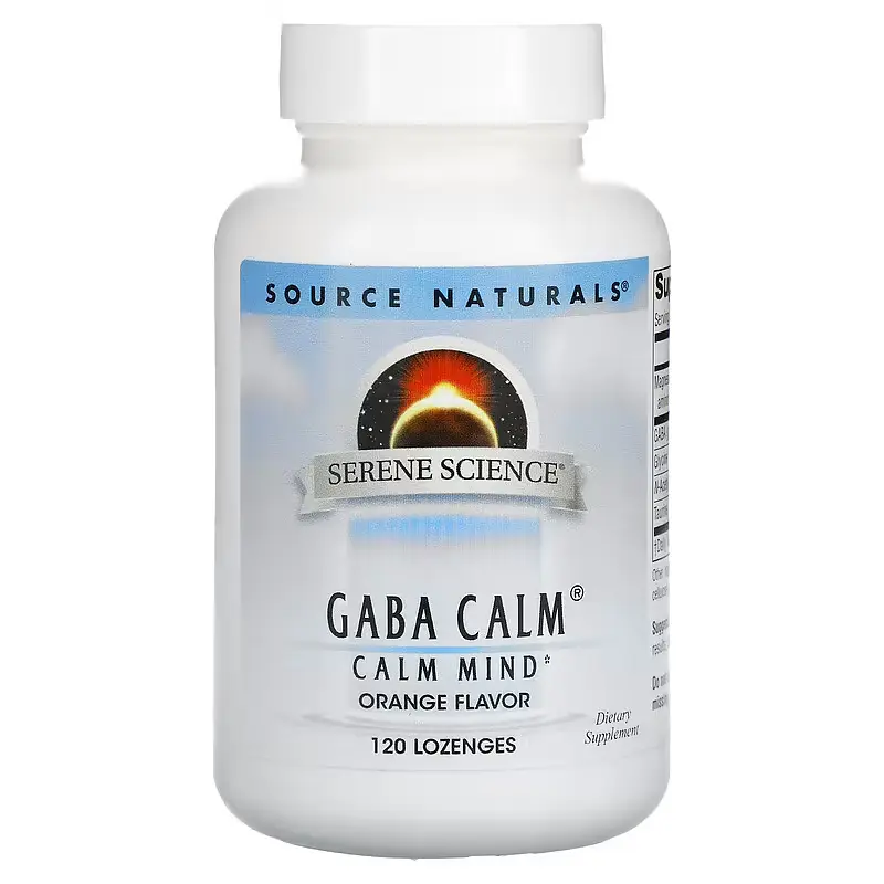 Амінокислота Serene Science GABA Calm, 120 льодяників Апельсин Source Naturals fit0019118