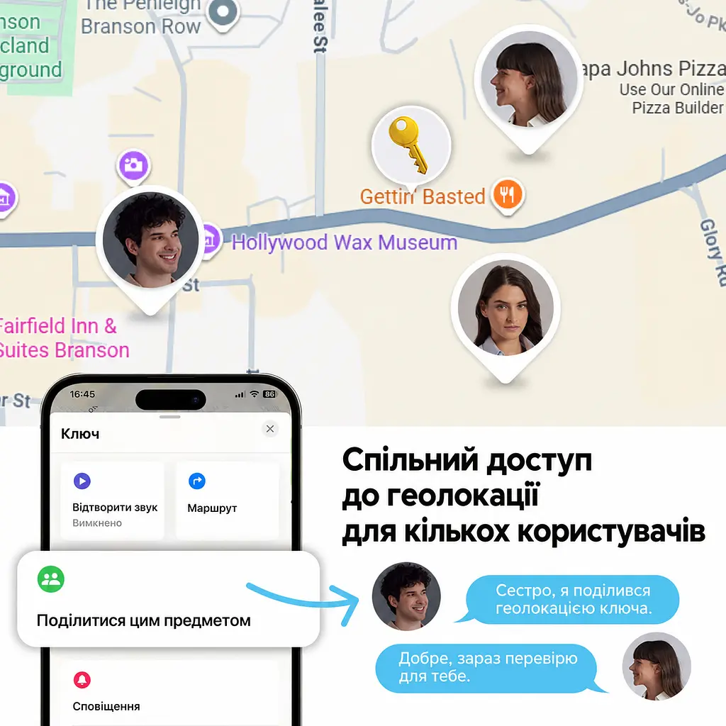 Bluetooth-трекер для пошуку речей UGREEN FineTrack Duo CM916 AirTag пошукова мітка для Apple Find My або Android Find Hub з перезаряджанням через USB-C зі звуковим пошуком з пошуком без платної підписки зі спільним доступом у вибраній екосистемі для iPhone потрібна версія iOS із підтримкою спільного доступу в обох користувачів до 1 року роботи без підзаряджання з вушком для кріплення сірий із темно-сірим обідком (75646) - фото 7