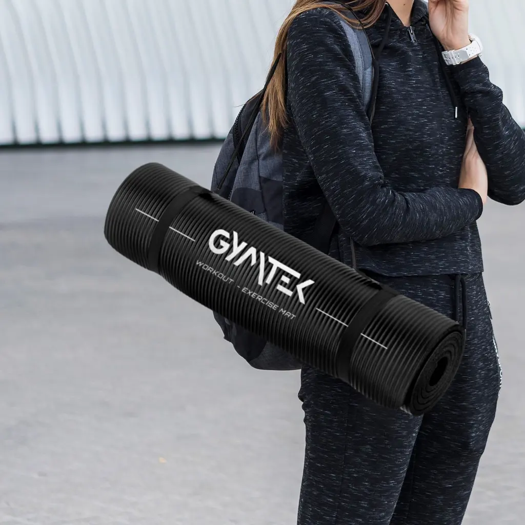 Килимок (мат) для йоги та фітнесу Gymtek NBR 1см чорний - фото 13