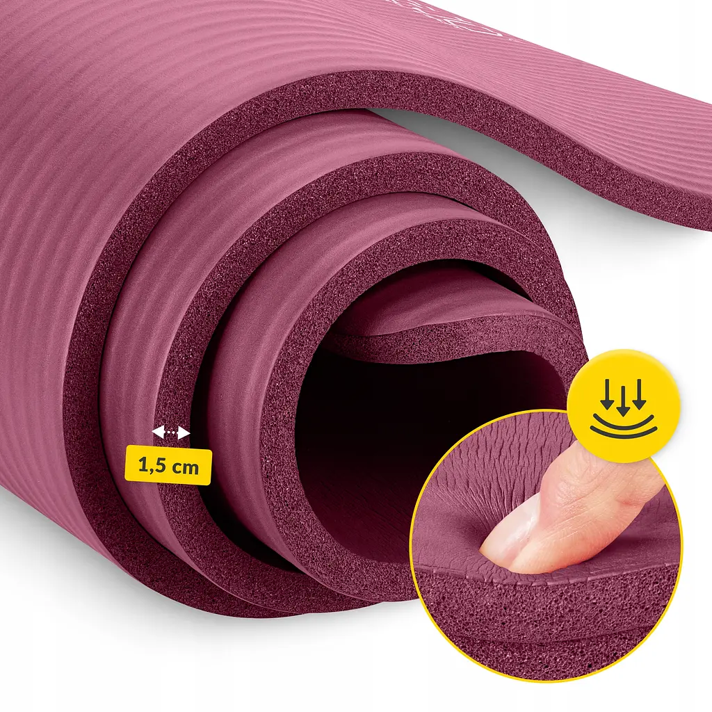 Килимок (мат) спортивний 4FIZJO NBR 190 x 100 x 1.5 см для йоги та фітнесу Burgundy (P-5905973407144) - фото 3