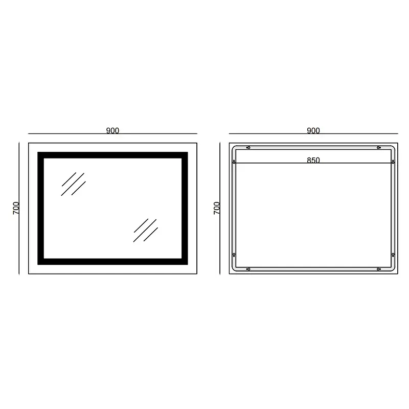 Дзеркало Mixxus Light MR01-90x70 (годинник, LED-підсвічування, антизапотівання) MI5999 - фото 2