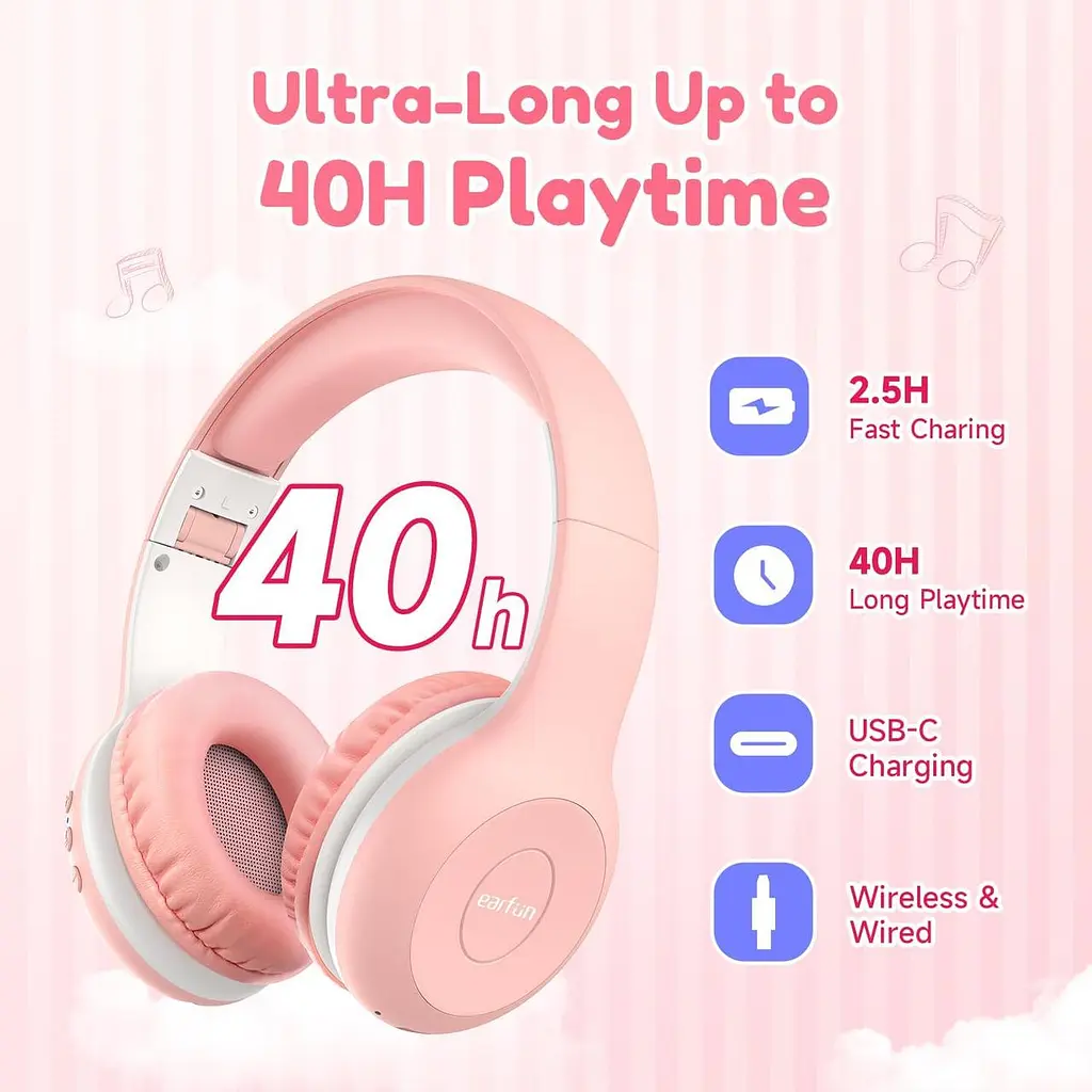 Дитячі Bluetooth-навушники EarFun K2 (2 шт.) з обмеженням гучності 85 дБ - фото 2
