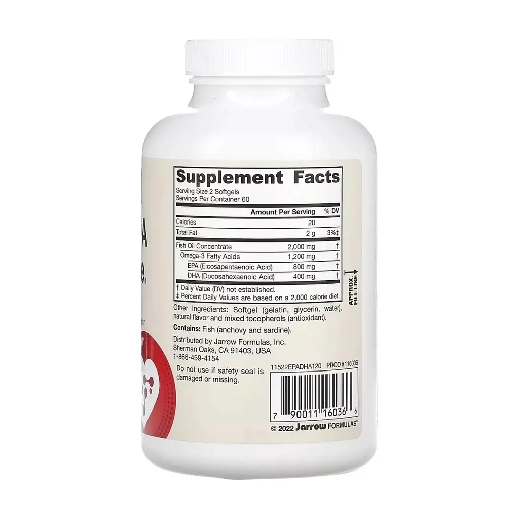 Жирні кислоти Jarrow Formulas Риб'ячий жир баланс, EPA-DHA Balance, 120 гелевих капсул (JRW16036) - фото 2