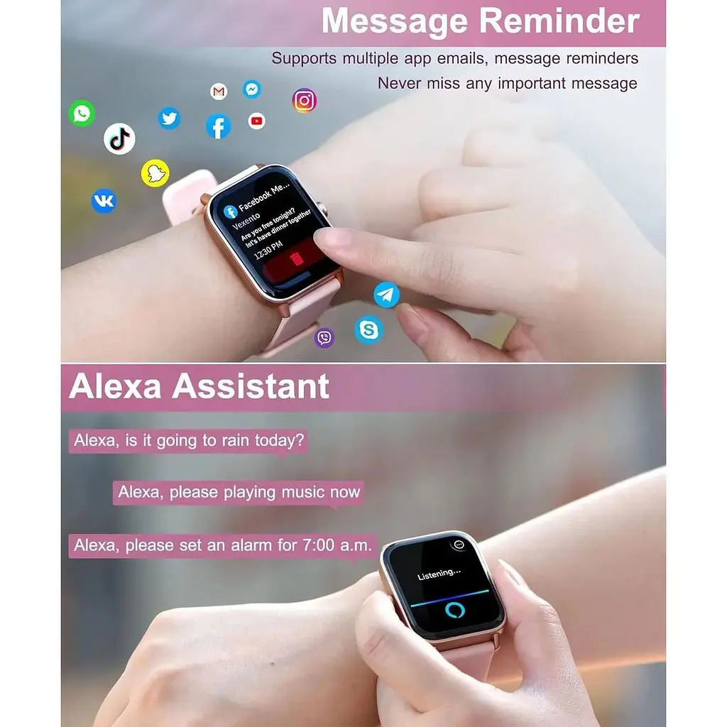 Розумний годинник з Bluetooth-дзвінком, вбудованим Alexa, циферблатом 4.6 см - фото 2