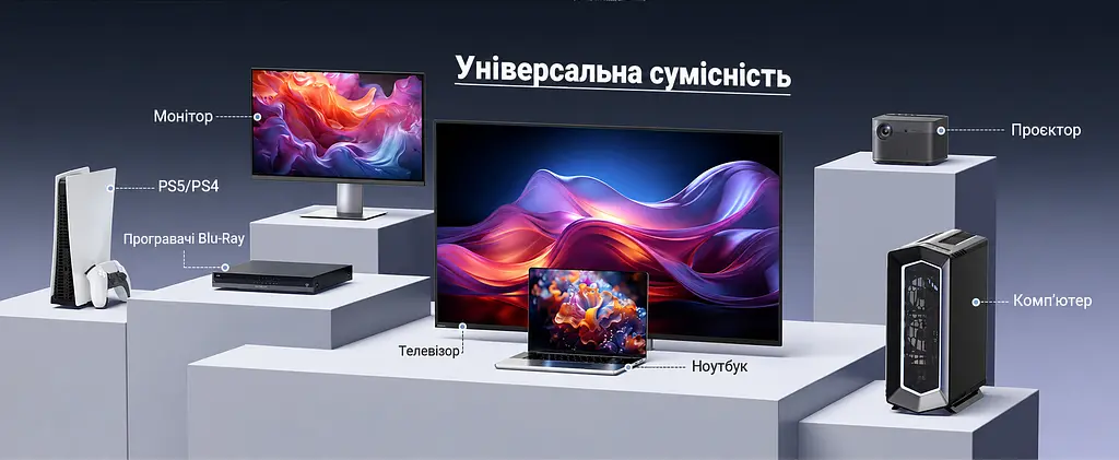 Кабель HDMI UGREEN HD171 2.1 8K 60 Гц 1 м чорний (25908) - фото 7
