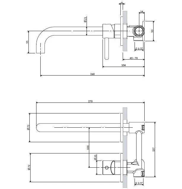 Смеситель для умывальника скрытого монтажа Omnires Y graphite Y1215HLGR Графит - фото 2