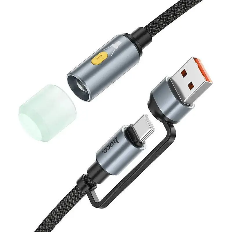 Ліхтарик на кабелі з адаптером Hoco UA38C USB/Type-C to LED Light Adapter Cable black - фото 2