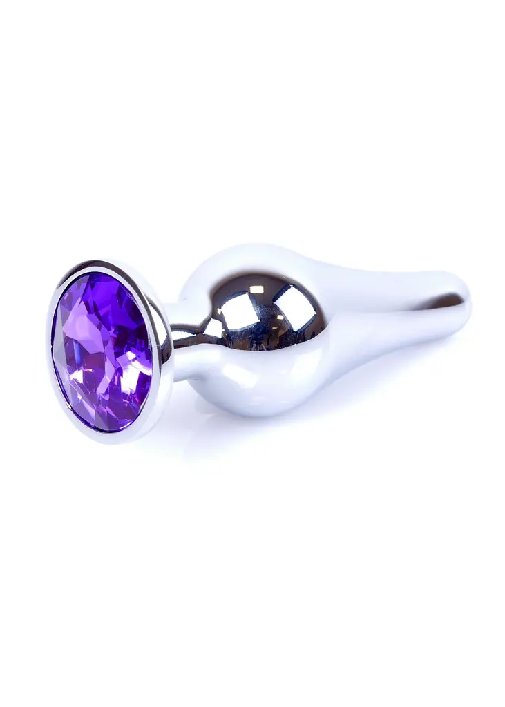 Анальная пробка с кристаллом Jewellery Silver Butt Plug 9.3 см (фиолетовый) - фото 8
