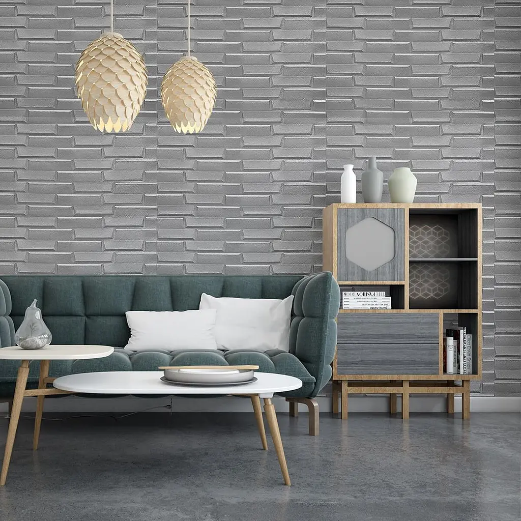 Самоклеюча 3D панель кладка срібло Sticker Wall 3080х700х5мм - фото 6