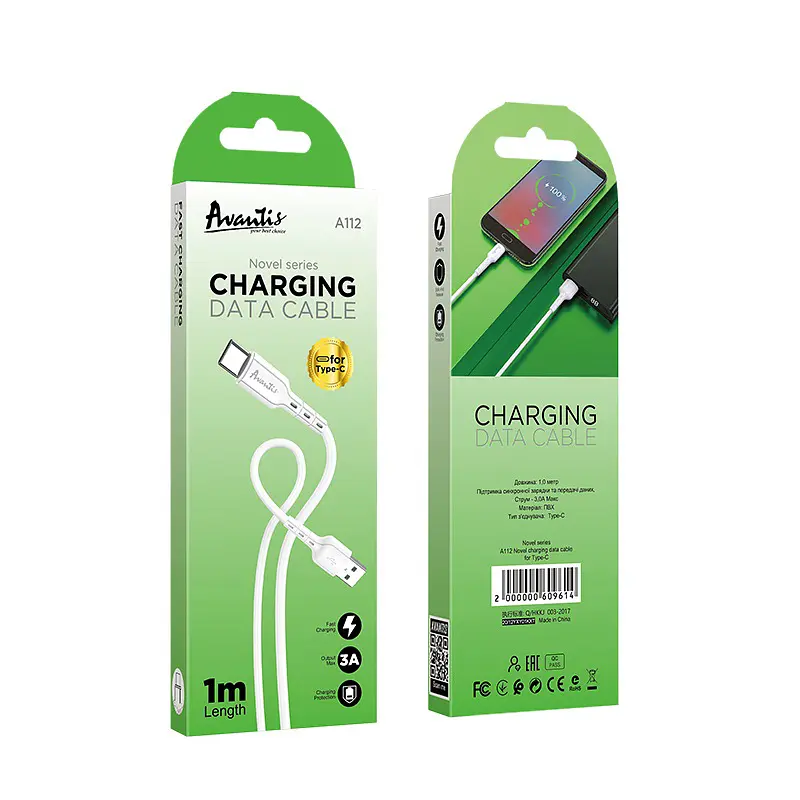 Кабель Avantis A112 Novel USB – Type-C- білий - фото 4