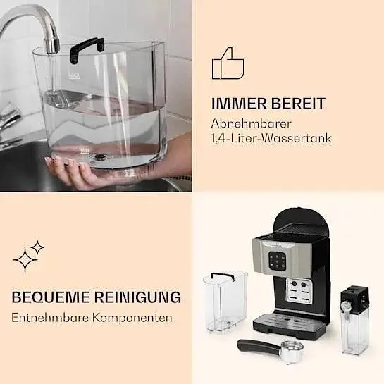 Кавомашина Klarstein BellaVita 3в1 1450 Вт 20 бар (10032806) - фото 2