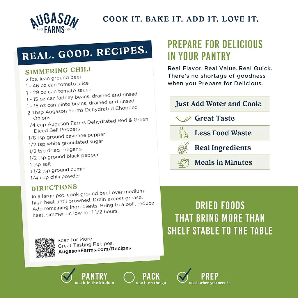 Перець нарізаний сублімований з великим терміном придатності 25 років Augason Farms, 113 порцій (101203) - фото 4