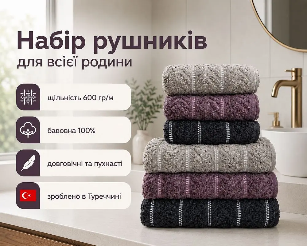 Набір турецьких махрових рушників Cestepe MicroCotton Premium 3 штуки 50x90 + 3 штуки 70х140 Multi 3 щільність 600 г/м2 - фото 2