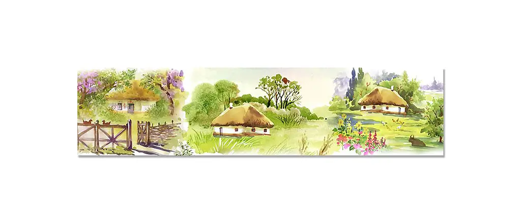 Вініловий кухонний фартух Шевченкова Хата наклейка кухні старе село Архітектура Зелений Happy Pocket Z181737 - фото 6