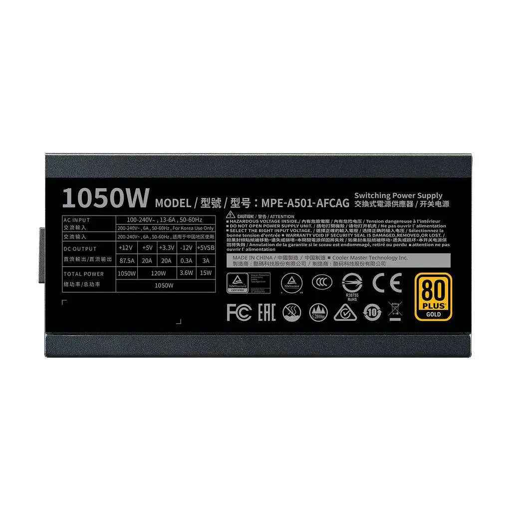 Блок живлення Cooler Master MWE Gold 1050 V2 80+ Gold (MPE-A501-AFCAG-EU) Black Б/в - фото 7