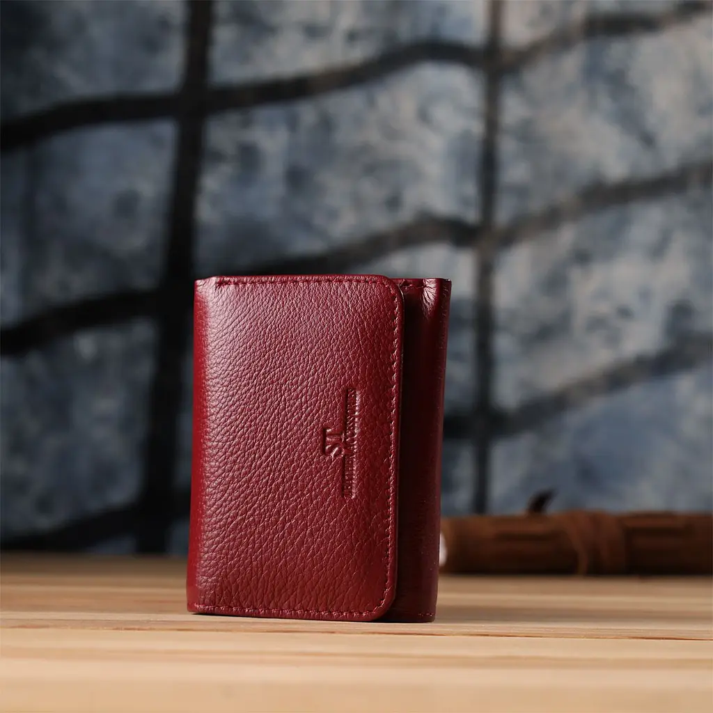Компактний гаманець зручного формату із натуральної шкіри ST Leather 23077 бордовий - фото 9