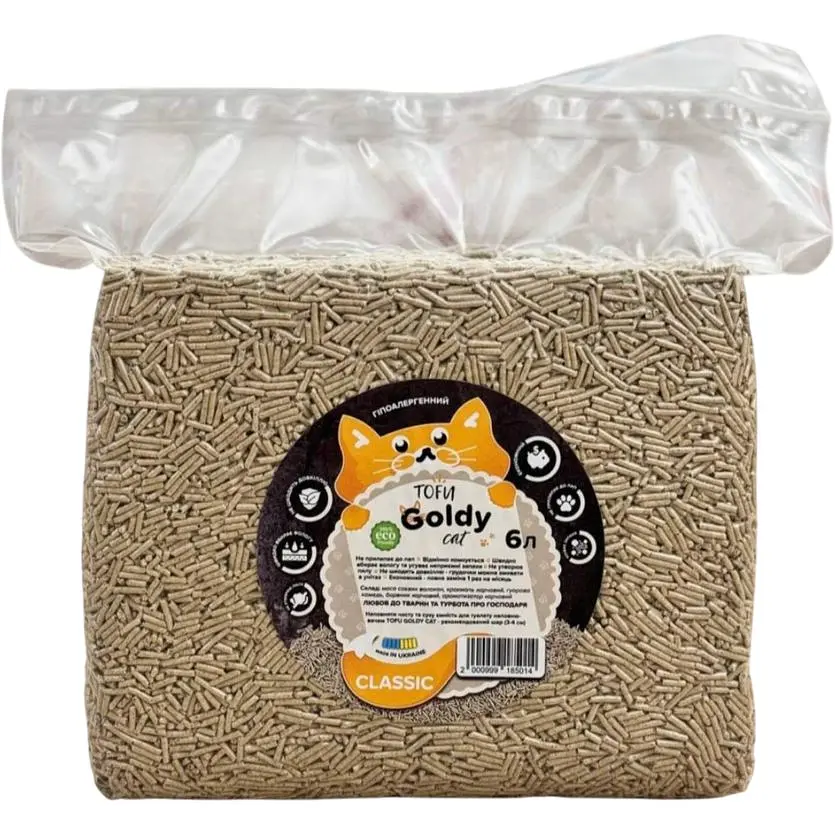 Уцінка. Наповнювач соєвий Goldy Cat Tofu класік 6 л (36850)