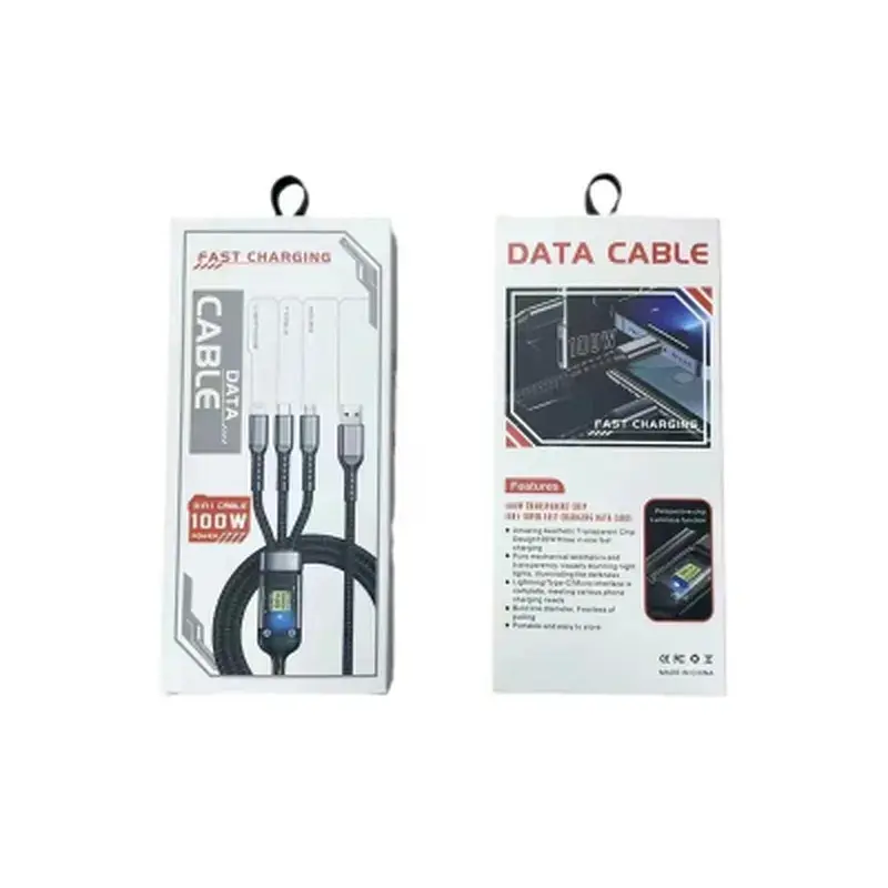 Дата кабель USB 2.0 AM to Lightning + Micro 5P + USB-C 1.2m 100W nylon black XoKo (SC-3100) - фото 4