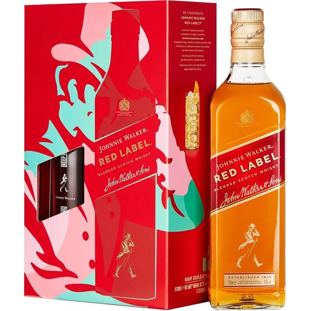 Набор: виски Johnnie Walker Red label Blended Scotch Whisky 40% 0.7 л + стакан - фото 3