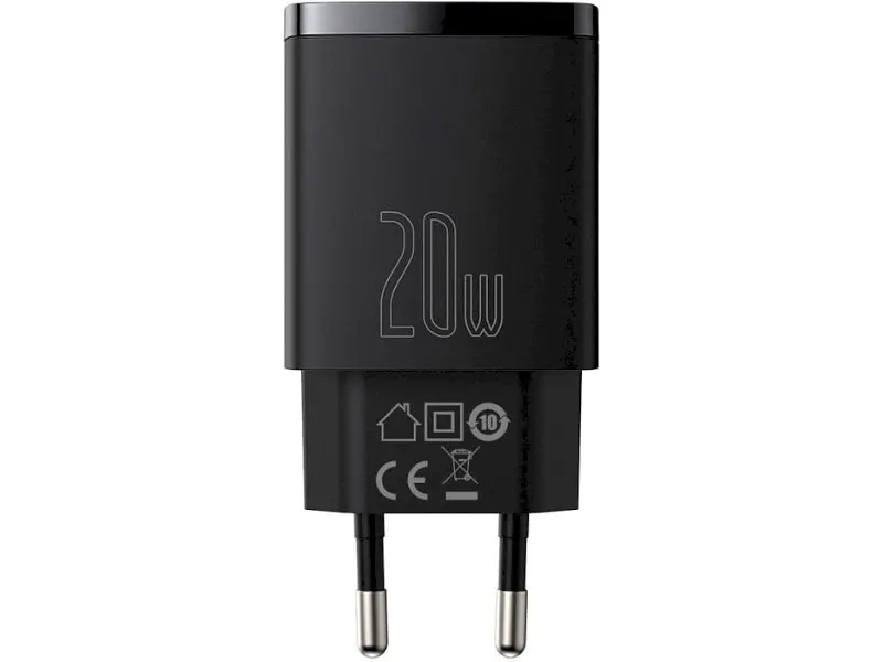 Мережевий зарядний пристрій BASEUS Compact Quick Charger U+C 20 W Black (CCXJ-B01) - фото 2