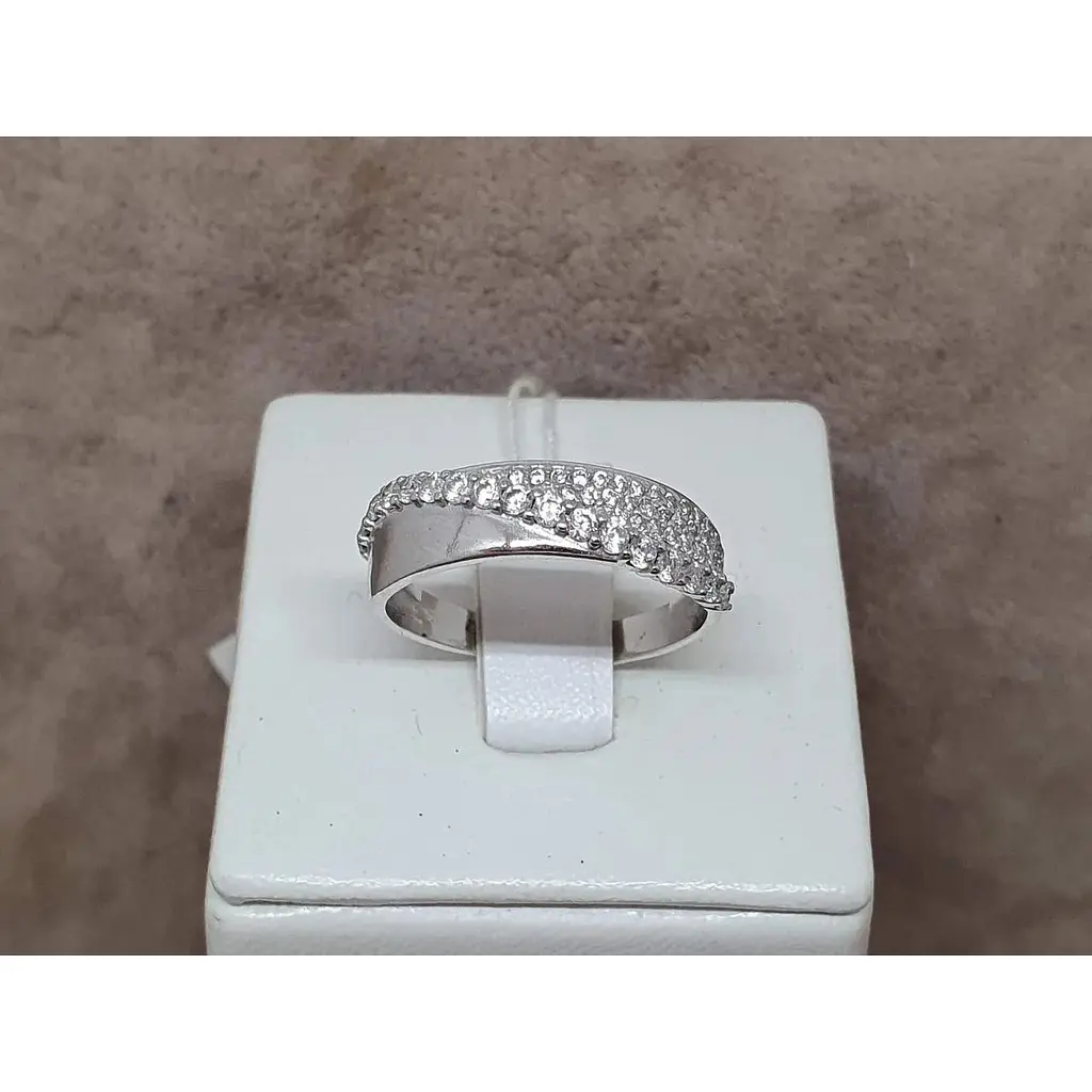 Срібне кільце Агні Діагональ з фіанітами. 1244/1Р-CZ 18,5 - фото 5